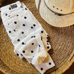 Paige Polka Dot Jeans Verdugo Ultra Skinny White